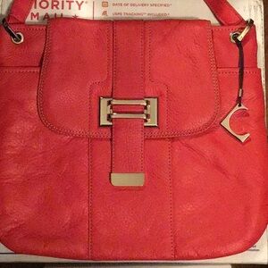 New without tags, red genuine, leather, Liz Claiborne handbag